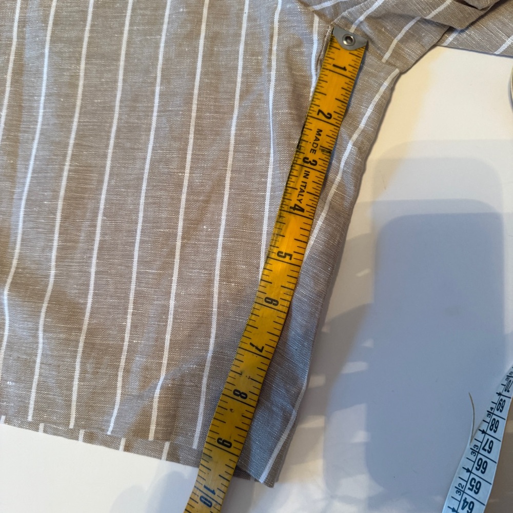 Gibson Latimer Linen Blend Shorts Womens 16 Biege Striped Basic Adjustable Waist - Picture 7 of 8